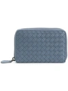 Bottega Veneta Krim Intrecciato Nappa Zip In Blue