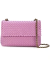 Bottega Veneta Woven Flap Shoulder Bag In Pink