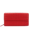 Bottega Veneta Intrecciato Continental Leather Wallet In Bright Red