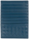 Bottega Veneta Denim Intrecciato Nappa Card Case In Blue