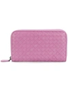 Bottega Veneta Twilight Intrecciato Nappa Zip-around Wallet - Pink In 5511 Lilas