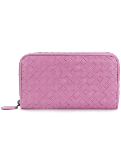 Bottega Veneta Twilight Intrecciato Nappa Zip-around Wallet - Pink In 5511 Lilas