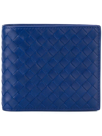 Bottega Veneta Denim Intrecciato Nappa Wallet In Blue
