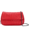 Bottega Veneta Intrecciato Messenger Bag In Red