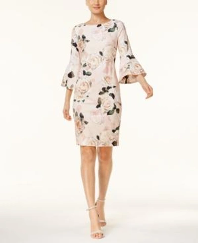 Calvin Klein Floral-print Sheath Dress In Blush Multi
