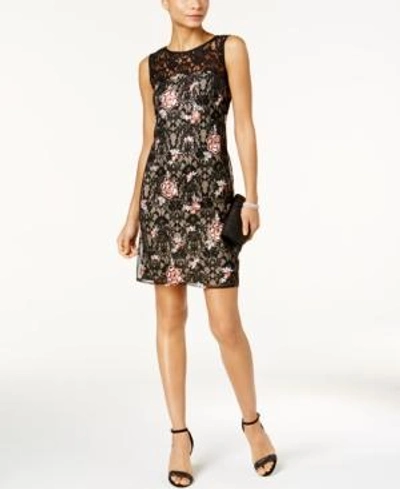 Taylor Floral-embroidered Lace Dress In Black Multi