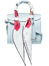 Alexander Mcqueen Mini Heroine 21 Leather Shoulder Bag With Silk Scarf Handles In Blue