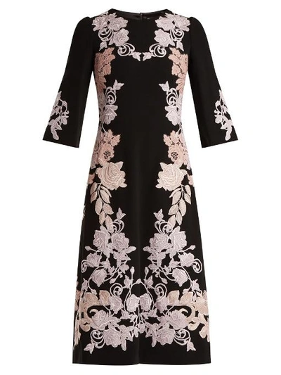 Dolce & Gabbana Floral Embroidered Midi Dress In Multi