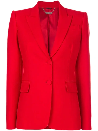 Alexander Mcqueen Peak-lapel Single-breasted Wool-blend Jacket In Lust Red