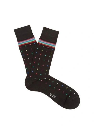 Paul Smith Polka-dot Cotton-blend Socks In Black