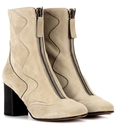 Chloé Suede Ankle Boots In Beige