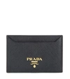 Prada Saffiano Leather Card Holder In Black