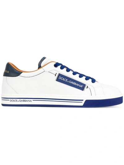 Dolce & Gabbana Leather Sneakers White In White-blu