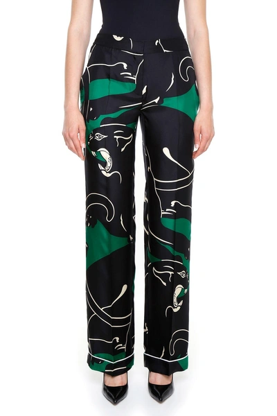 Valentino Panther Trousers In Verde Nero|verde