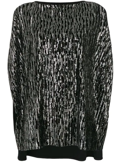 Talbot Runhof Sequin Tunic Top In Black