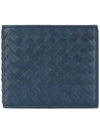 Bottega Veneta Denim Intrecciato Bi-fold Wallet - Blue