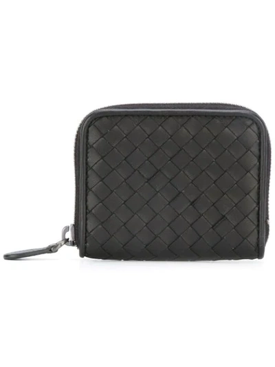 Bottega Veneta Interlaced Leather Zipped Wallet In Black