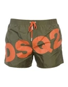Dsquared2 Swim Shorts In Military Green