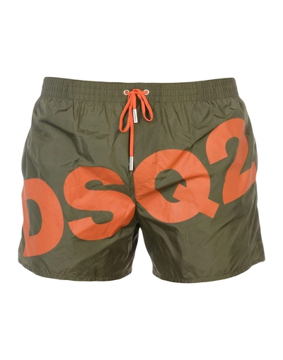 Dsquared2 Swim Shorts In Military Green