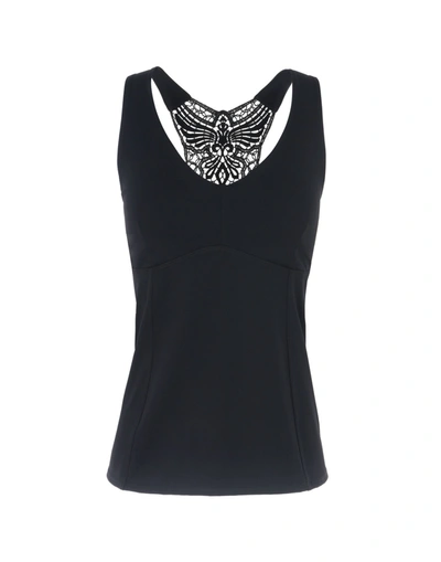 Sàpopa Tulipano Grey Lace Tank Top In Black