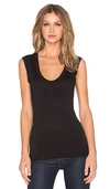 Velvet By Graham & Spencer Estina Gauzy Whisper Scoop Neck Tank In Black