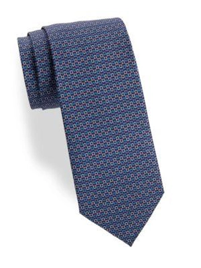 Ferragamo Alternating Gancini Classic Tie In Blue