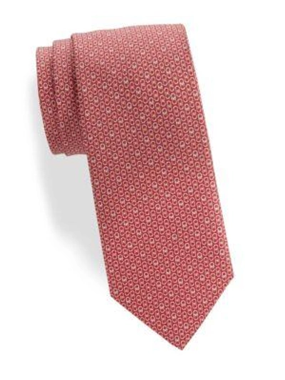 Ferragamo Interlocking Gancini Silk Tie In Red