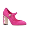 Dolce & Gabbana Suede Mary Jane Pumps 90 In Pink