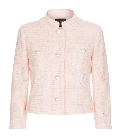 Boutique Moschino Pearl Button Tweed Jacket In Pink