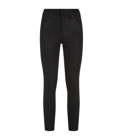 J Brand Alana Crop Coated Skinny Jeans In Black