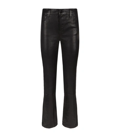 J Brand Selena Black Cropped Bootcut Leather Jeans