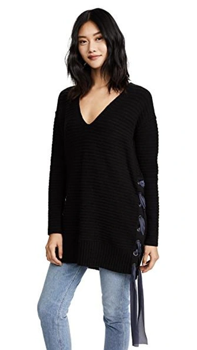 Free People Heart It Laces Sweater In Black