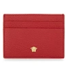 Versace Mini Medusa Grained Leather Card Holder In Red Gold