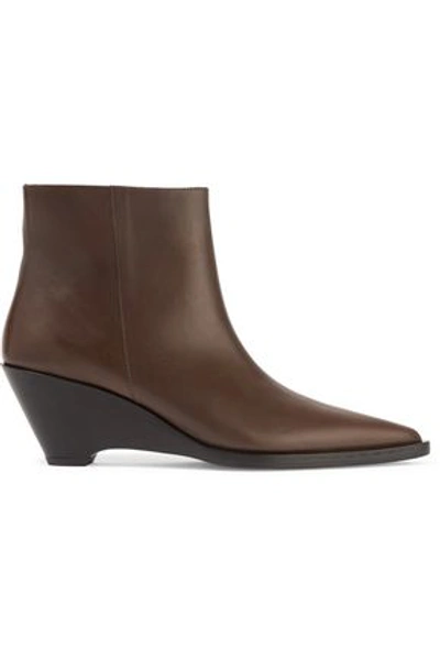 Acne Studios Cony Leather Wedge Ankle Boots In Chocolate