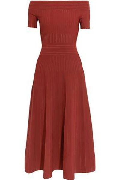 Barbara Casasola Woman Off-the-shoulder Paneled Stretch-knit Midi Dress Merlot