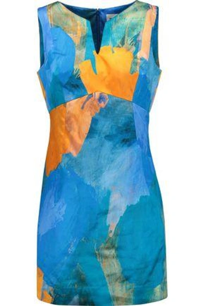 Milly Printed Cotton And Silk-blend Mini Dress In Azure