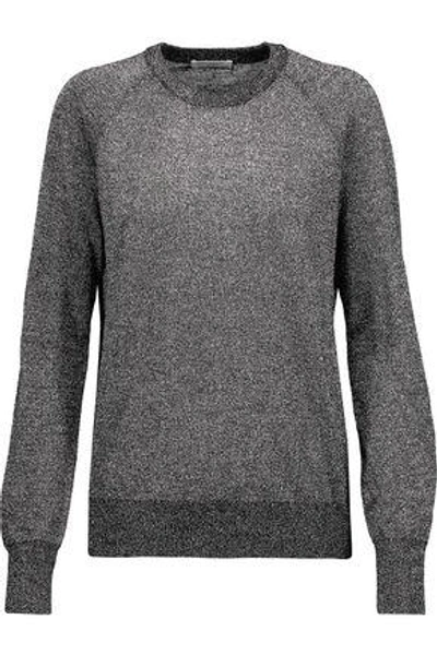 Equipment Woman Sloane Metallic Wool-blend Sweater Gunmetal