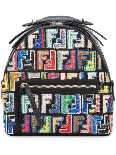 Fendi Black Mini Logo Zaino Backpack