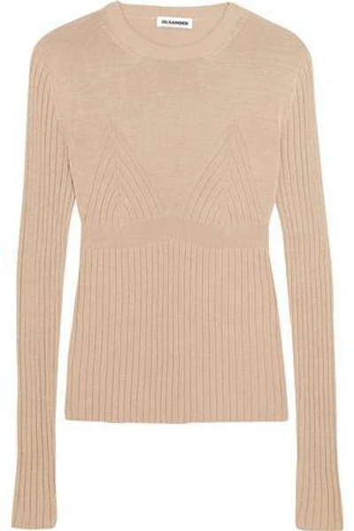 Jil Sander Woman Ribbed-knit Sweater Beige In Leather Color