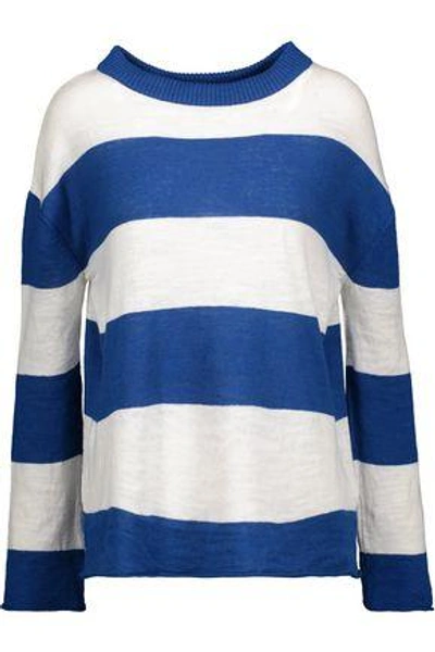 M.i.h. Jeans Woman Linus Striped Slub Cotton And Linen-blend Sweater Bright Blue