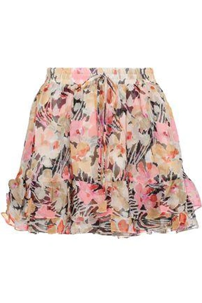 Elizabeth And James Woman Laurel Floral-print Crinkled Silk-georgette Mini Skirt Multicolor