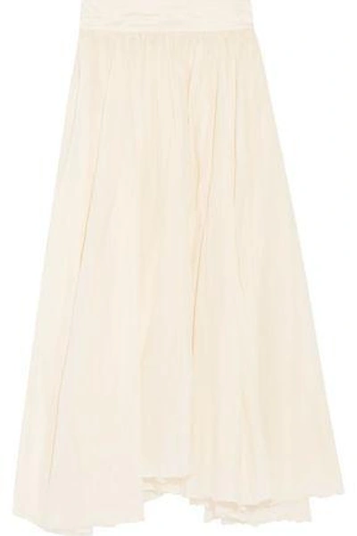 Marques' Almeida Woman Pleated Cotton Maxi Skirt Ecru