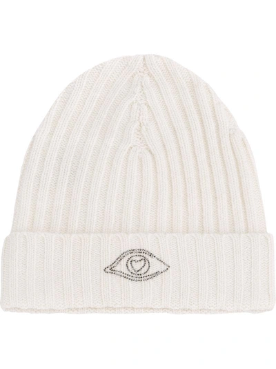 Warm-me Ribbed Knitted Beanie Hat - White