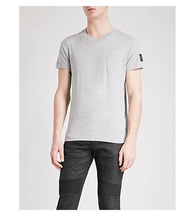 Belstaff Patch Pocket Cotton T-shirt In Grey Melange