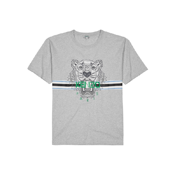 Kenzo Embroidered Logo Tigre T Shirt In Grey Modesens