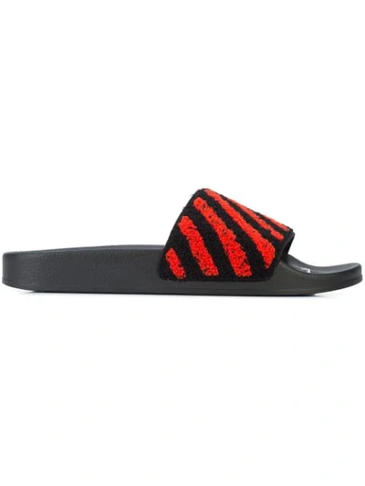 Off-white Fly Striped Knit Slide Sandal In Black