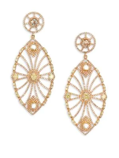 Bavna 18k Gold & Diamond Oversize Drop Earrings In Rose Gold