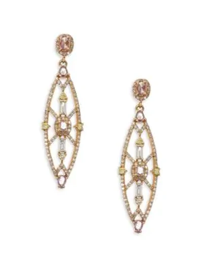 Bavna Colored Diamond Drop Earrings In Rose Gold