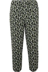 Marni Floral-print Straight-leg Cropped Trousers In Black