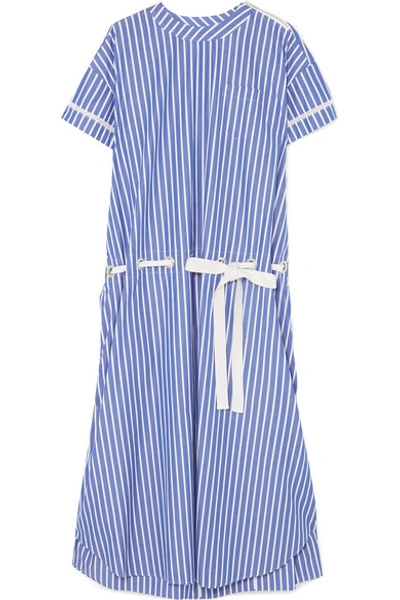 Sacai Lace-trimmed Striped Cotton-poplin Dress